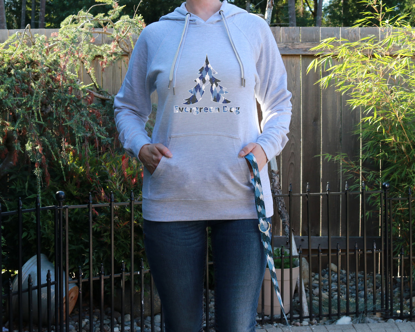 Blue Camo Trees Lightweight Terry Pull-Over Hoodie