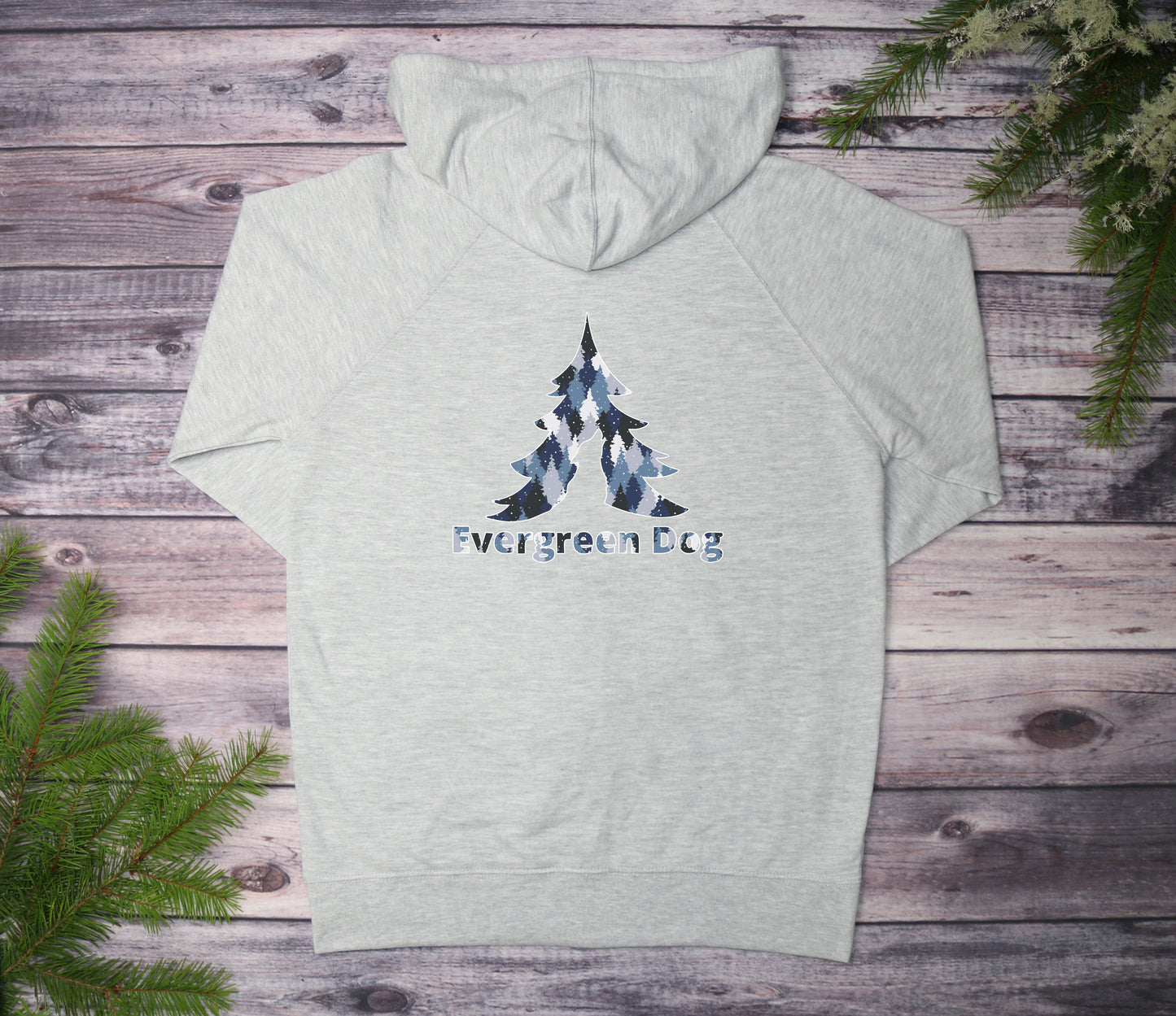 Blue Camo Trees Lightweight Terry Zip-Up Hoodie
