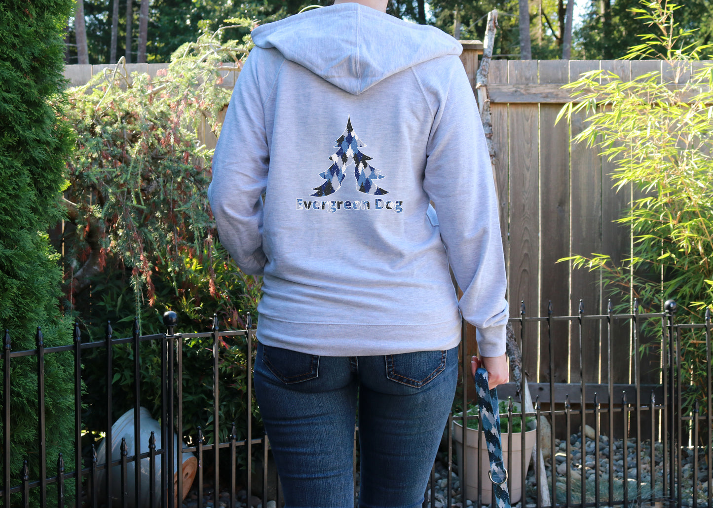 Blue Camo Trees Lightweight Terry Zip-Up Hoodie