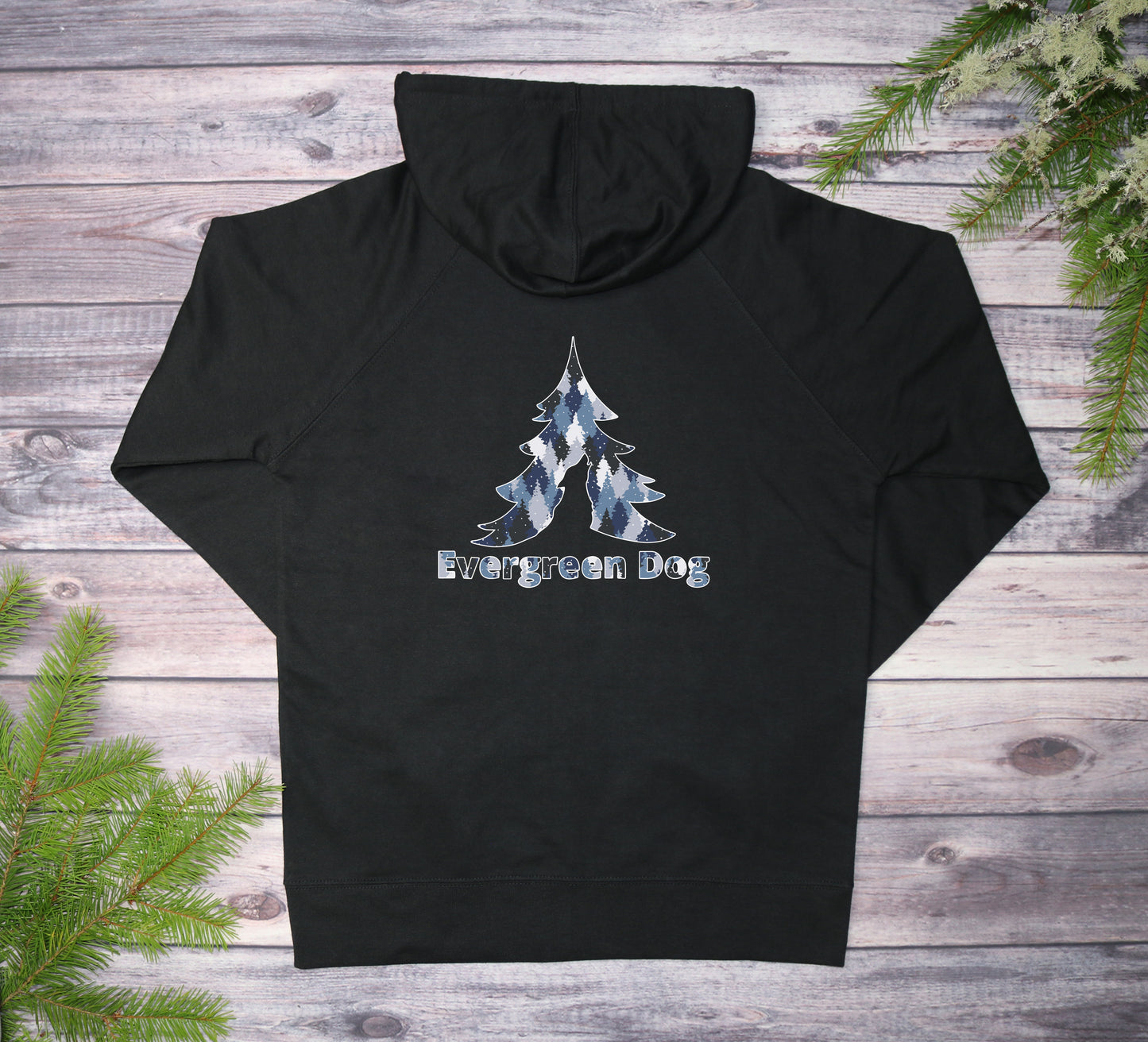 Blue Camo Trees Lightweight Terry Zip-Up Hoodie