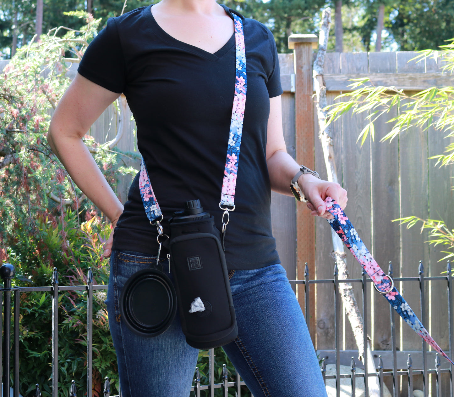Cherry Blossom Dreams Crossbody Water Bottle Holder in Two Sizes