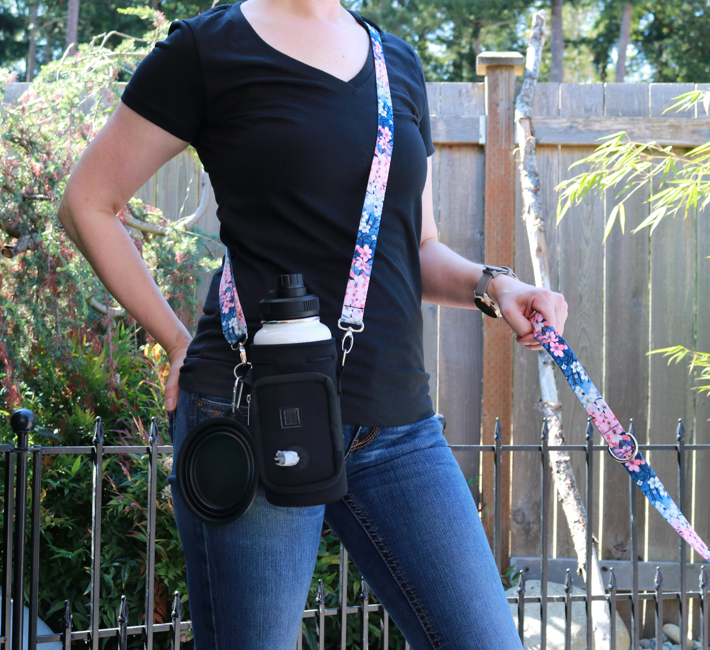 Cherry Blossom Dreams Crossbody Water Bottle Holder in Two Sizes