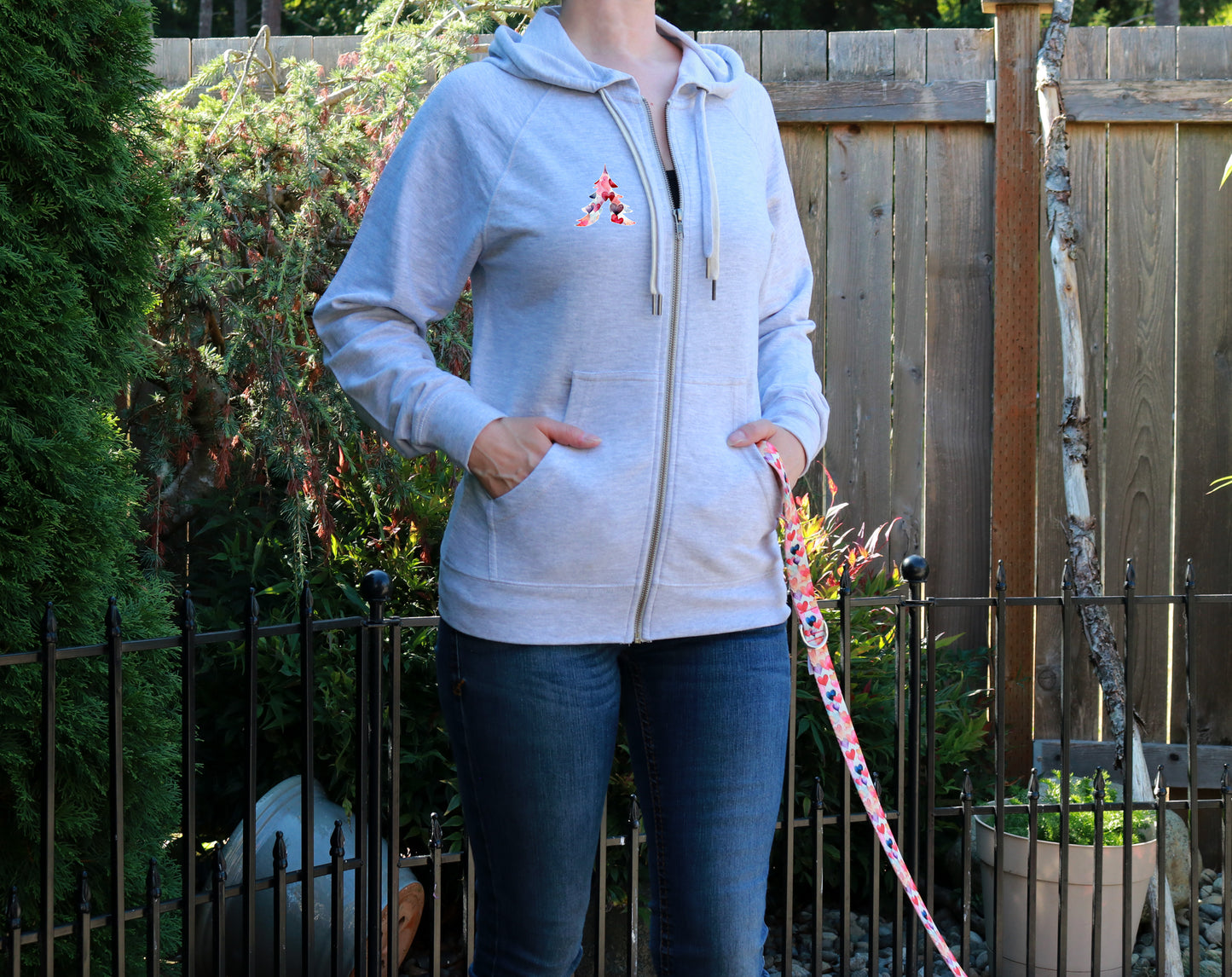 Dancing Hearts Lightweight Terry Zip-Up Hoodie