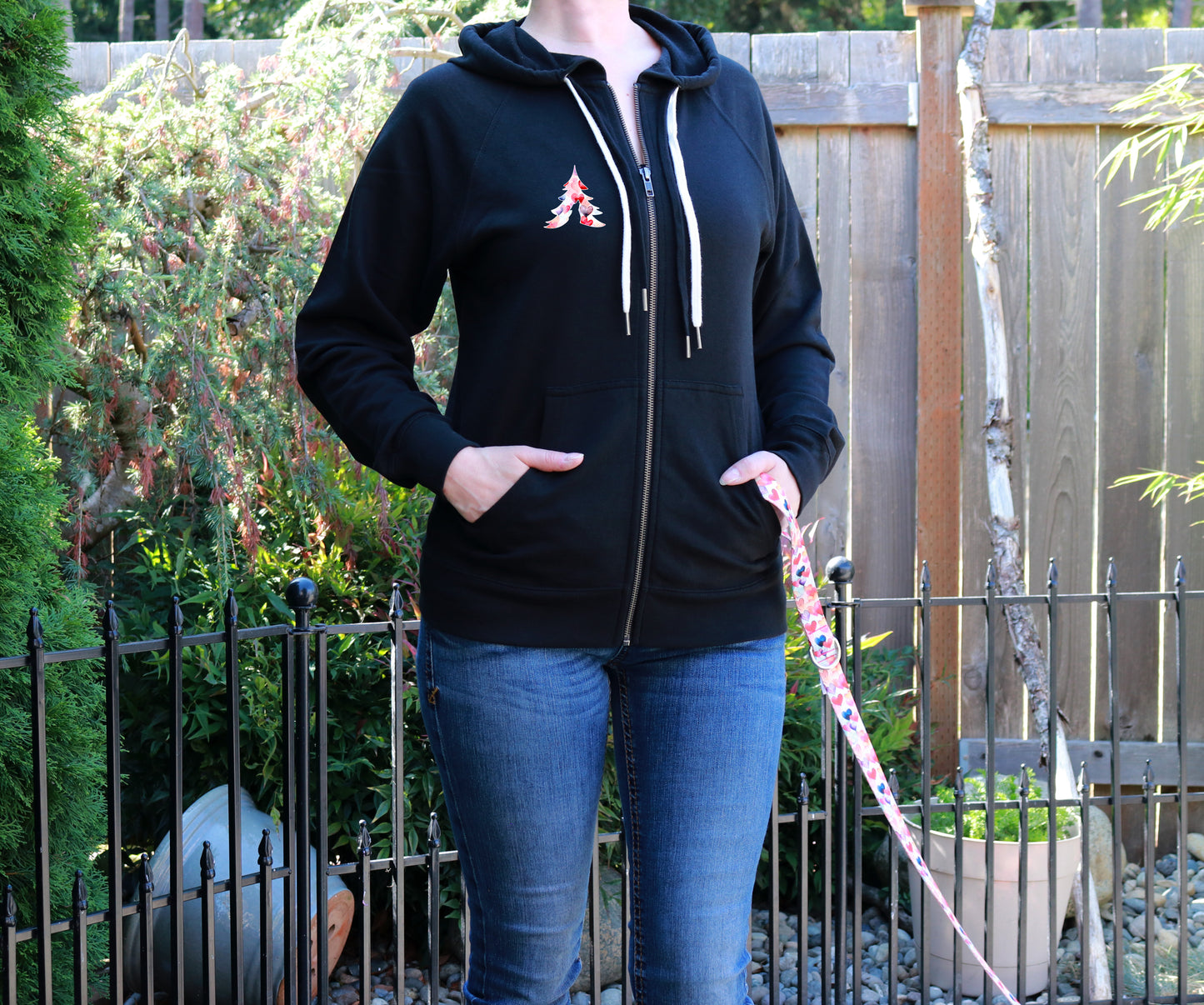 Dancing Hearts Lightweight Terry Zip-Up Hoodie