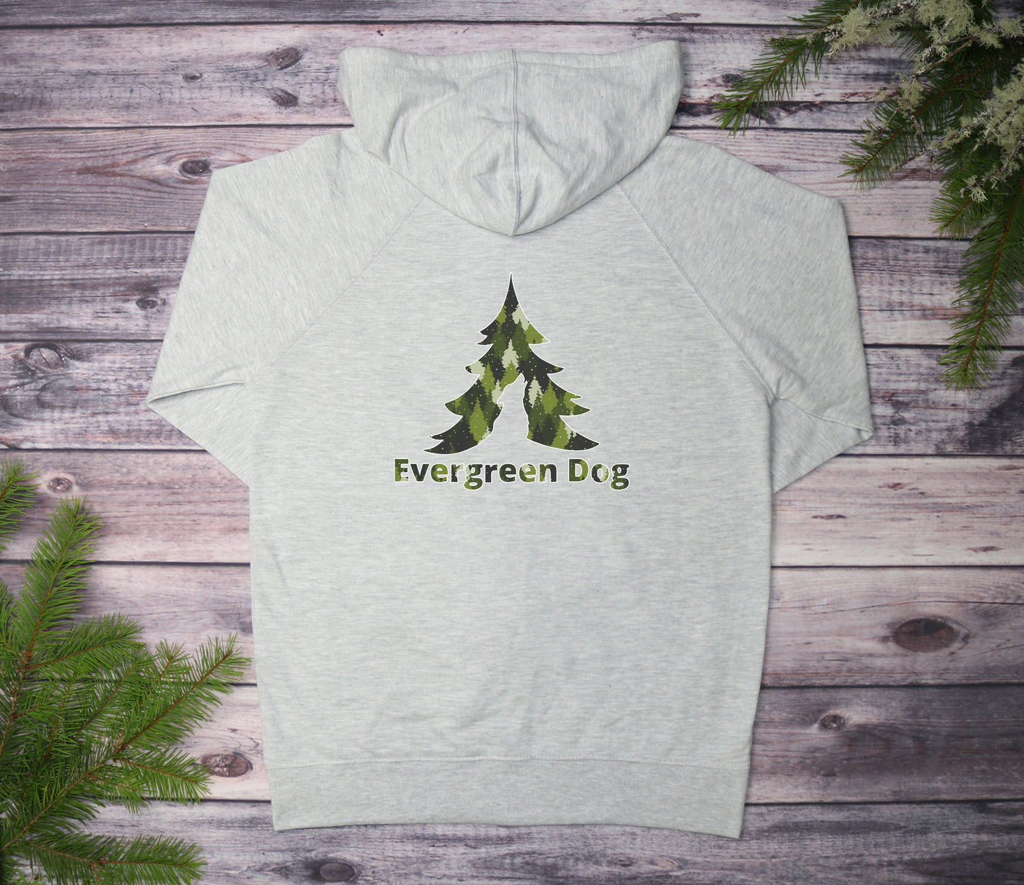 Green Camo Trees Lightweight Terry Zip-Up Hoodie