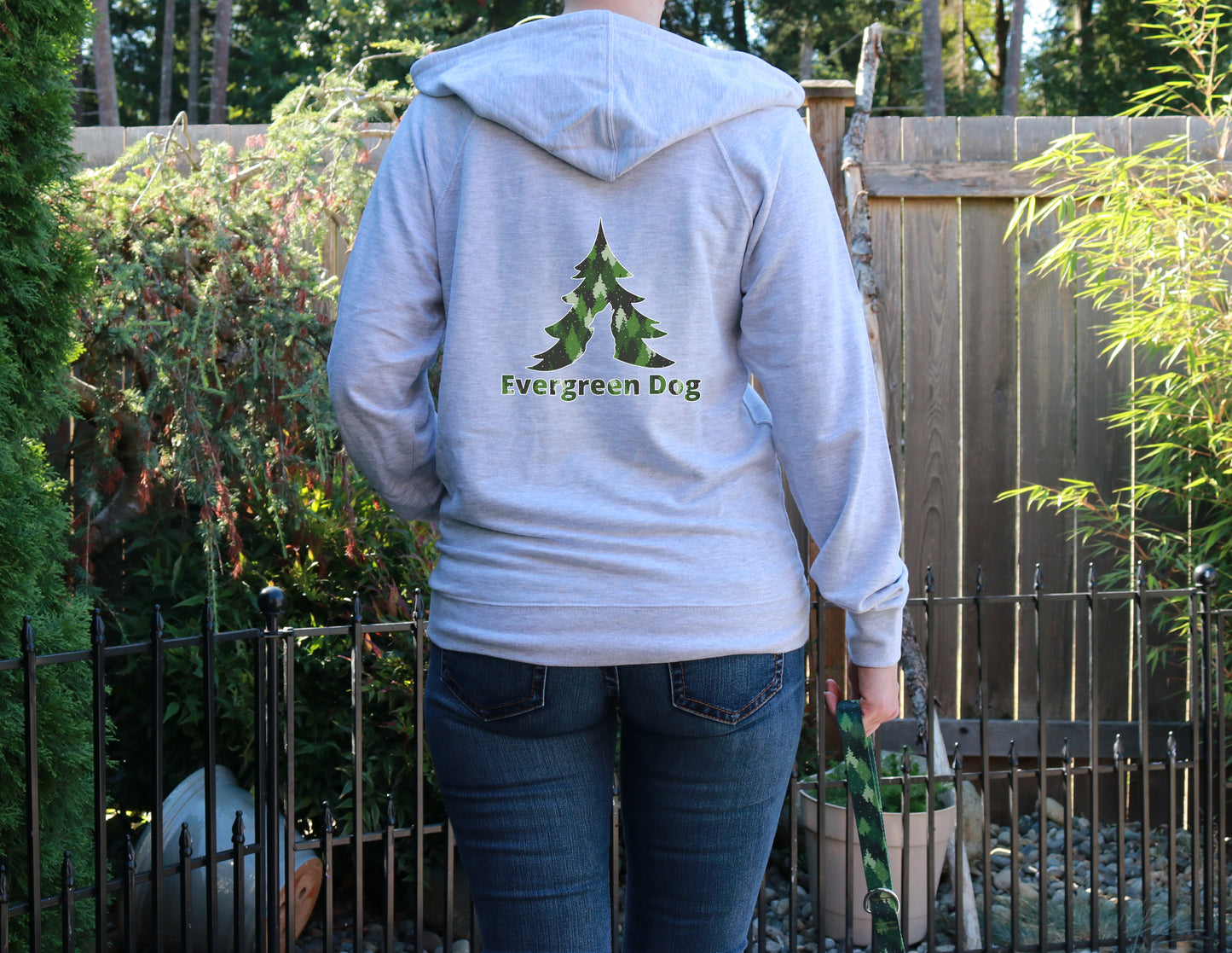 Green Camo Trees Lightweight Terry Zip-Up Hoodie