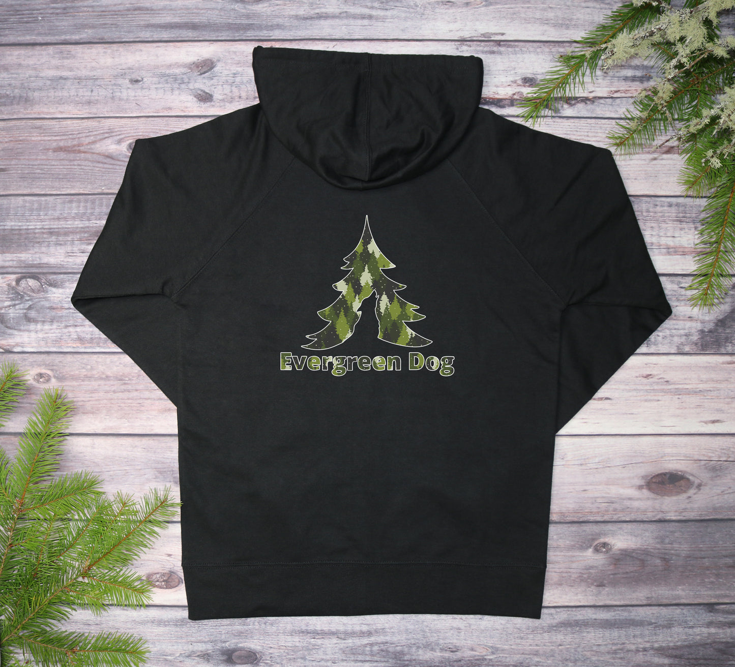Green Camo Trees Lightweight Terry Zip-Up Hoodie