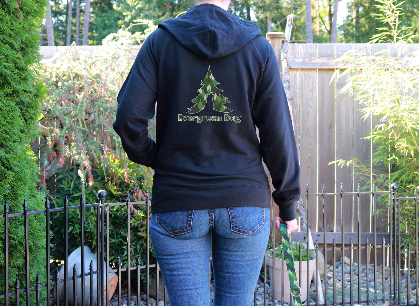 Green Camo Trees Lightweight Terry Zip-Up Hoodie