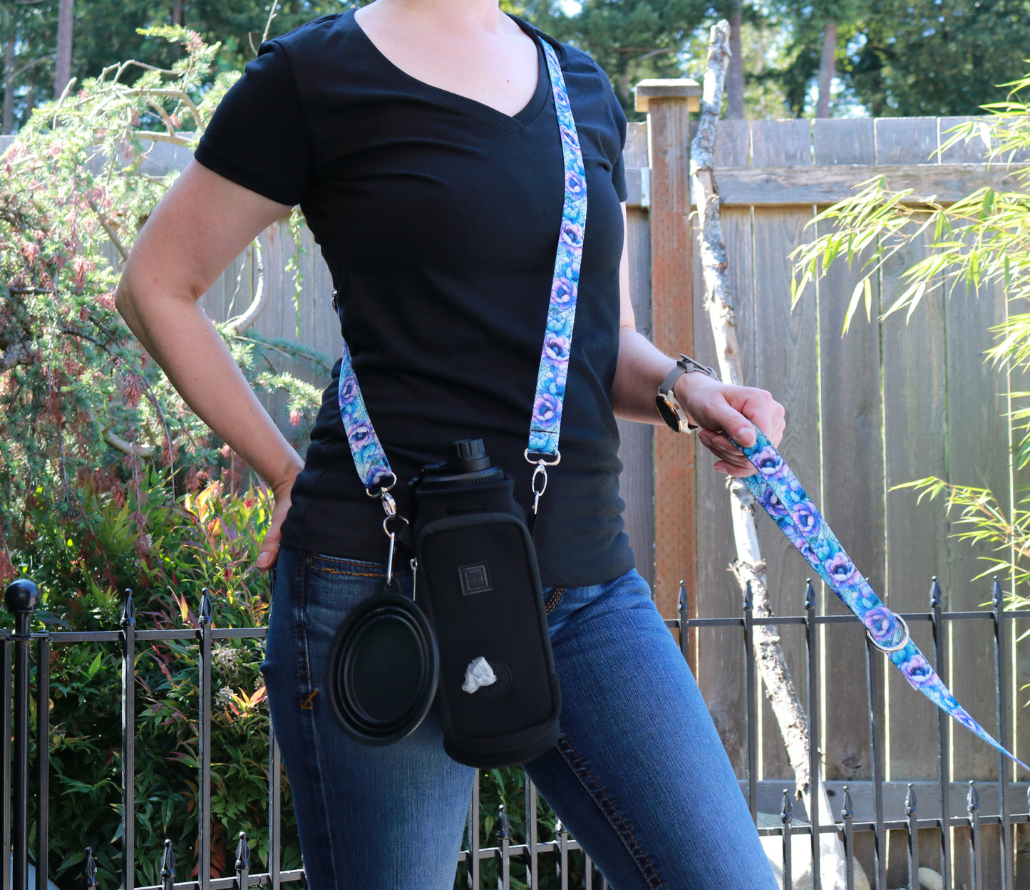 Peony Fantasy Crossbody Water Bottle Holder
