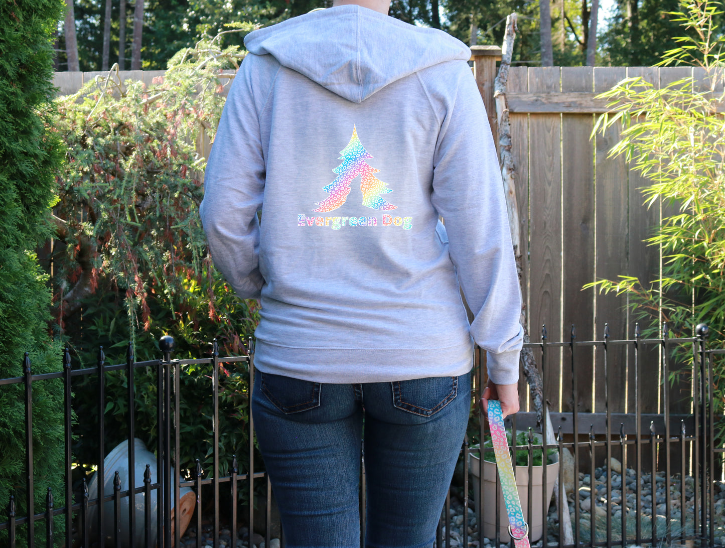 Rainbow Leopard Lightweight Terry Zip-Up Hoodie
