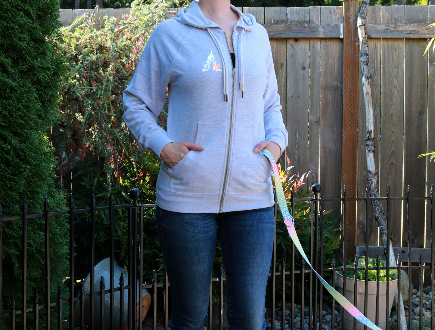 Rainbow Leopard Lightweight Terry Zip-Up Hoodie