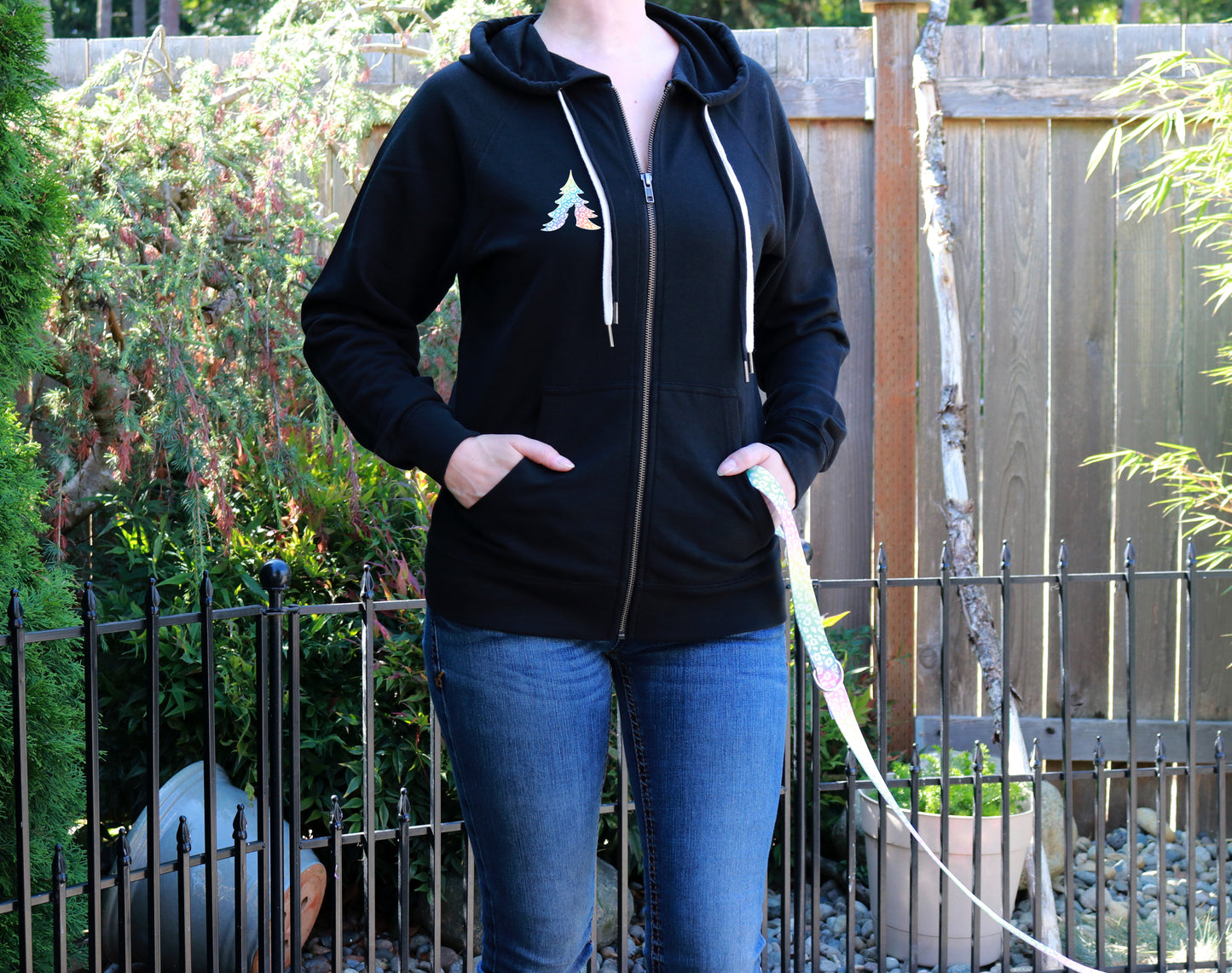Rainbow Leopard Lightweight Terry Zip-Up Hoodie