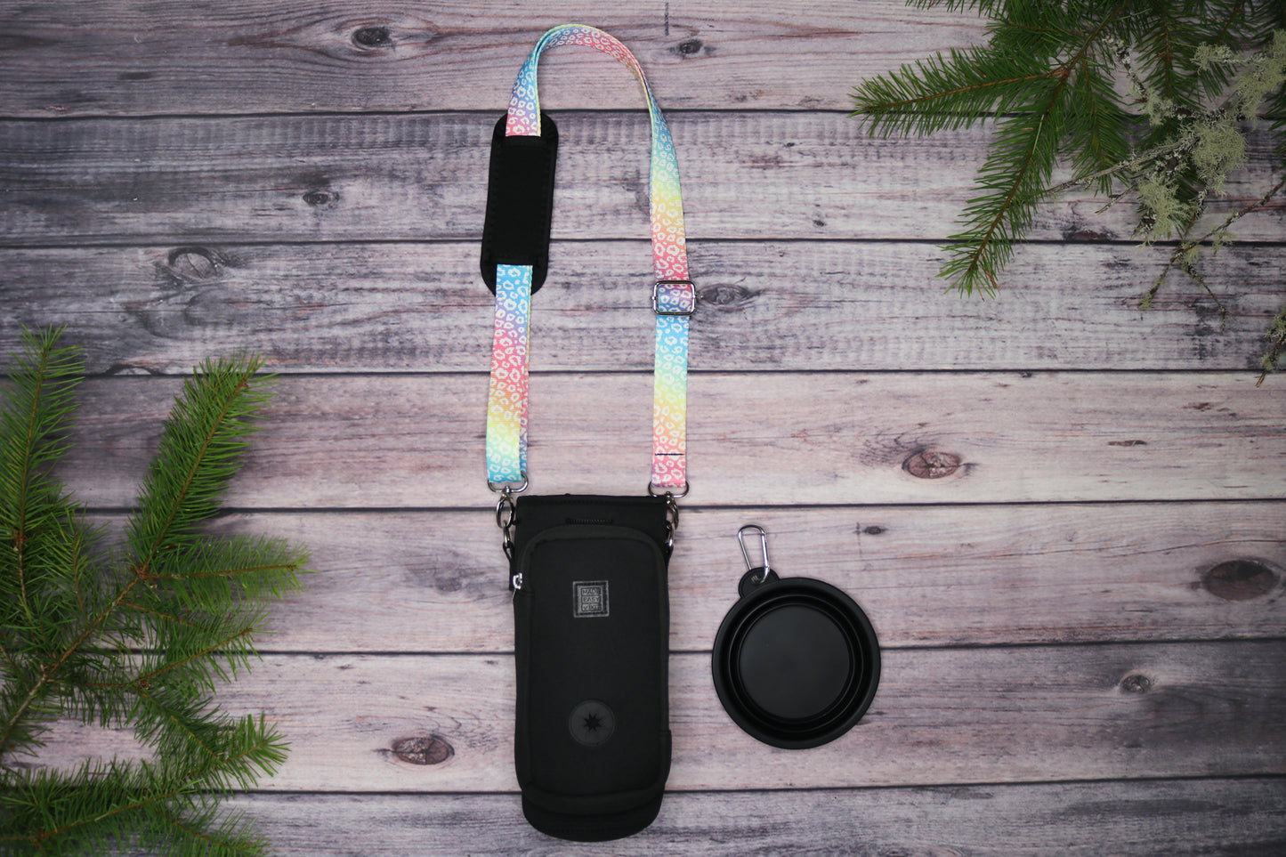 Rainbow Leopard Crossbody Water Bottle Holder
