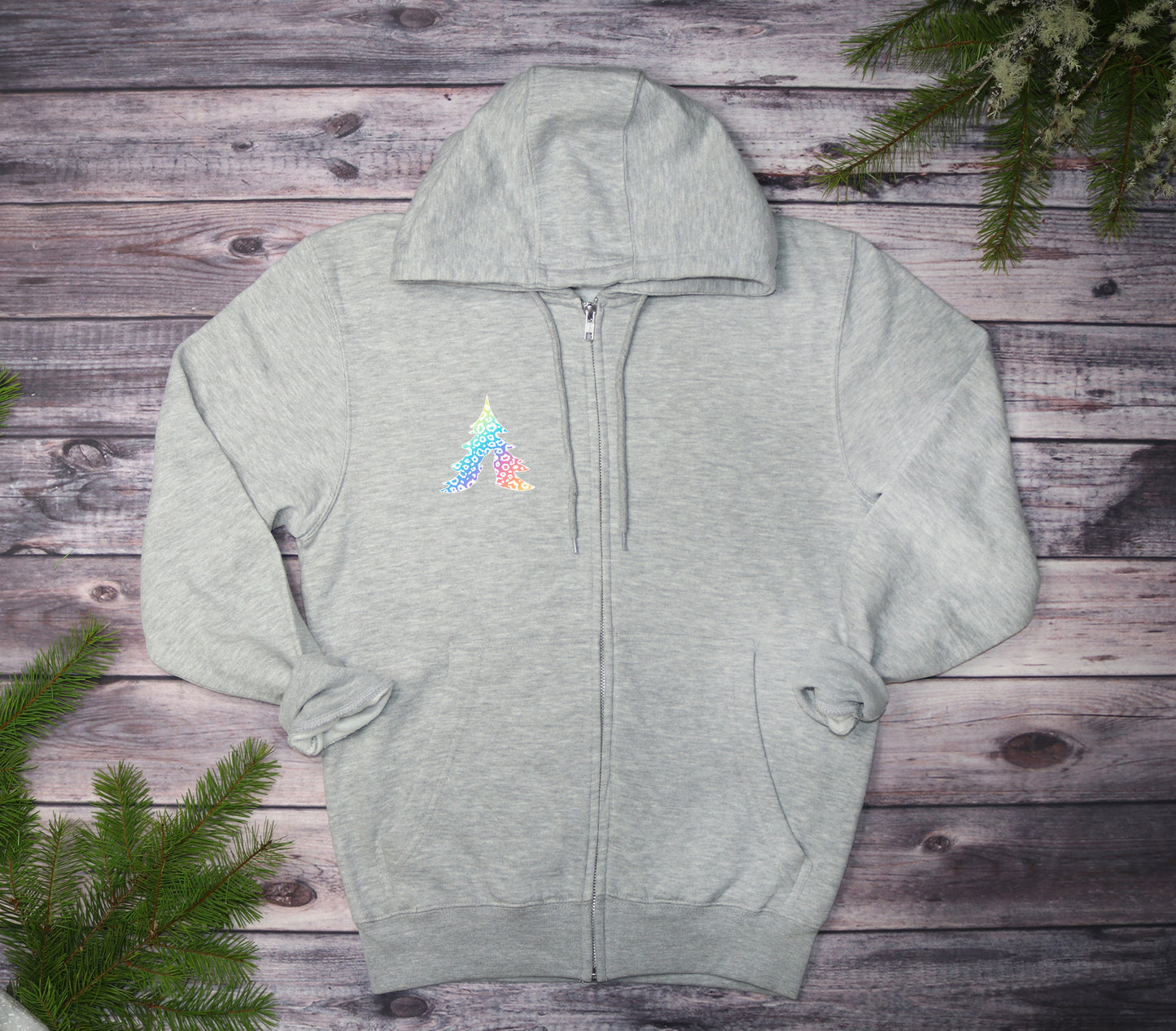 Rainbow Leopard Midweight Zip-Up Hoodie
