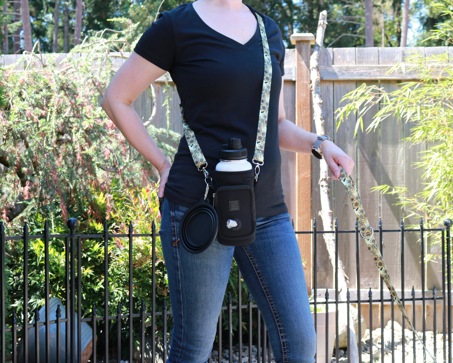 Sunflowers & Honey Crossbody Water Bottle Holder