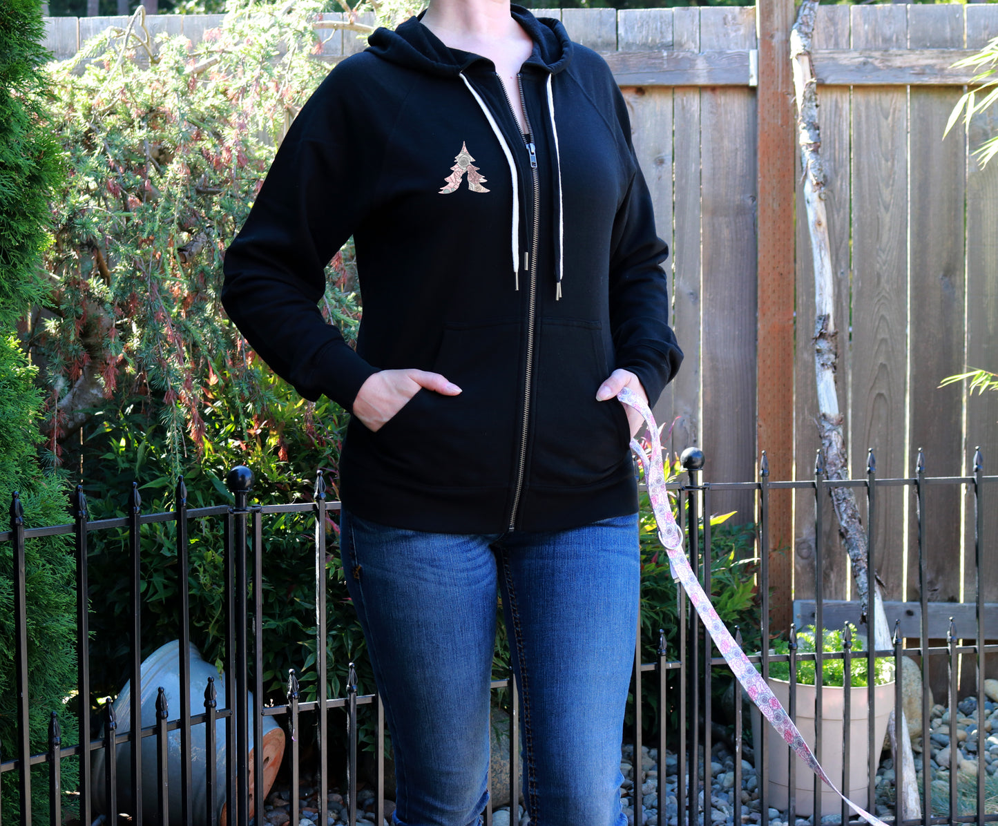 Blooming Elegance Lightweight Terry Zip-Up Hoodie