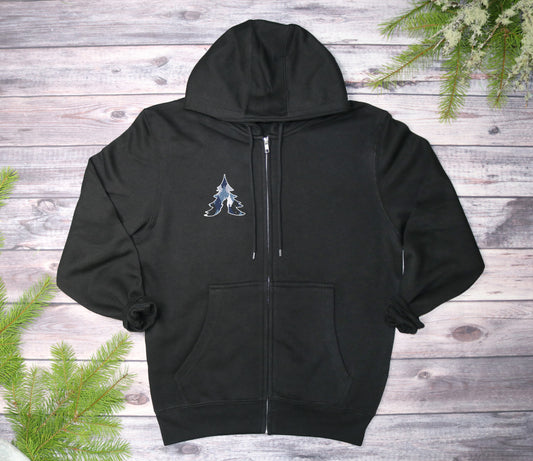 Blue Camo Trees Midweight Zip-Up Hoodie