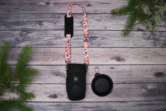 Dancing Hearts Crossbody Water Bottle Holder