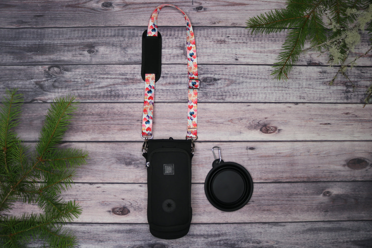 Dancing Hearts Crossbody Water Bottle Holder