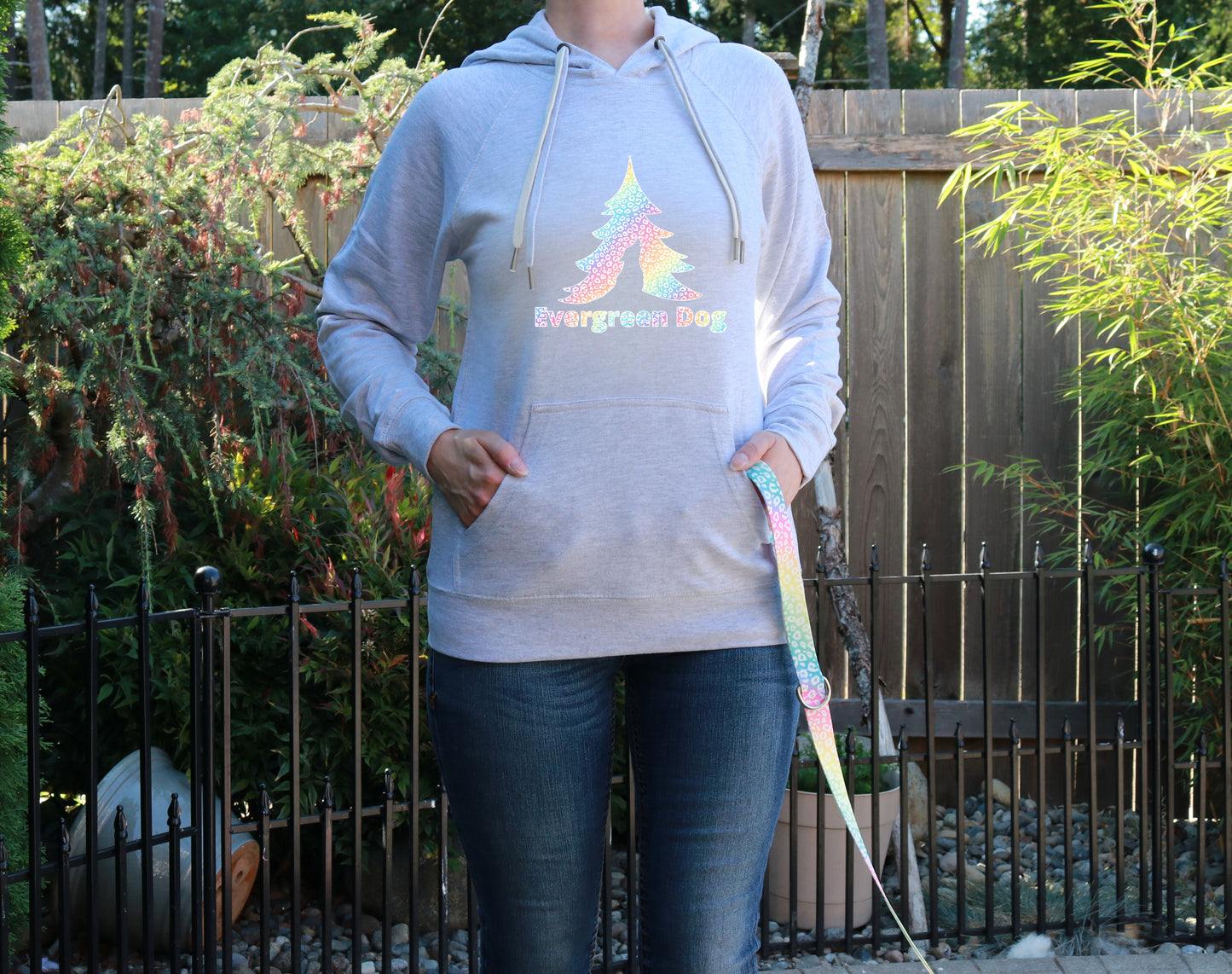 Rainbow Leopard Lightweight Terry Pull-Over Hoodie