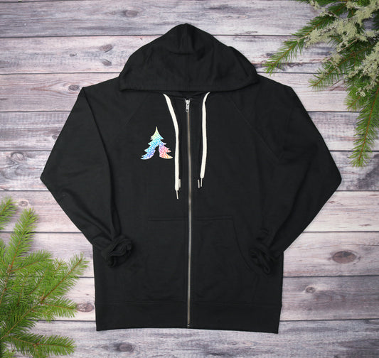 Rainbow Leopard Lightweight Terry Zip-Up Hoodie